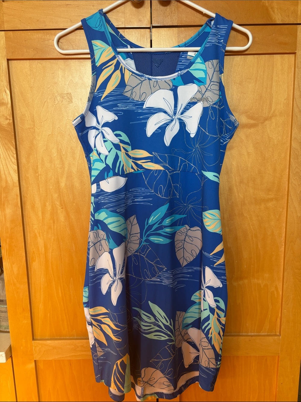Columbia Blue Tropical Floral Tank Dress-SIZE PS-